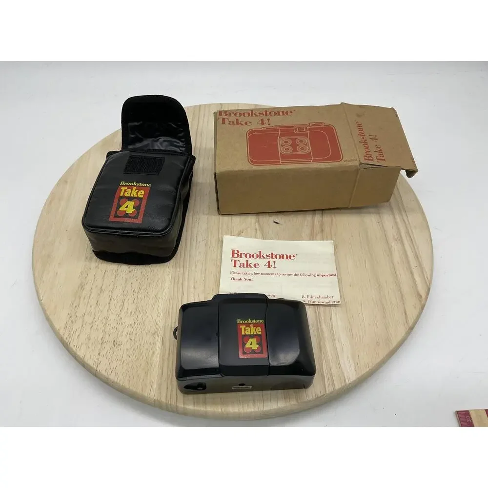 Vintage Brookstone Take 4 35mm Quad Lens Sequential Toy Film Camera Boxed Case